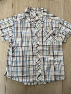 半袖チェックシャツ 青と白のサムネイル