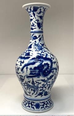 中国美術　乾隆年製　青花龍図花瓶　高さ34.5㎝　東Y6-0208①タニト 中国美術 乾隆年製 青花龍図花瓶 高さ34.5㎝ 東Y6-0208①タニト - メルカリ
