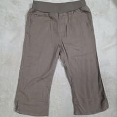 Kids' cropped pants, mocha, elastic waistband, size 150cm