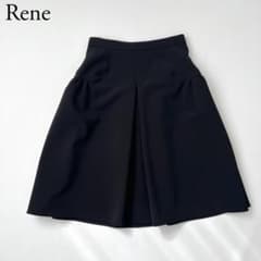 美品 Rene ルネ フレアスカート センタープリーツ ブラック 34 - メルカリ