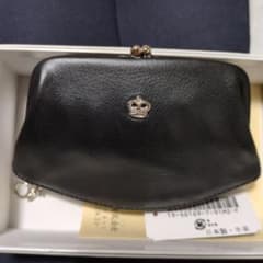HAMANO 濱野皮革工藝 ブラックレザーがま口 財布 - メルカリ