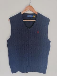 【新品】Polo Ralph Lauren ケーブルニット ベスト ネイビーのサムネイル