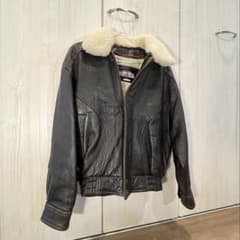定価7万 羊革 革ジャン ブルゾン レザー ジャケット 襟ボア MA1 タイトのサムネイル