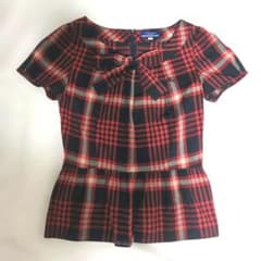 美品　バーバリーブルーレーベル　チェック　リボン　ホースロゴ　赤　三陽商会 美品 バーバリーブルーレーベル チェック リボン ホースロゴ 赤 三陽