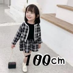 新品！100cm ブラック フォーマルセットアップ　ツイードワンピース♡のサムネイル