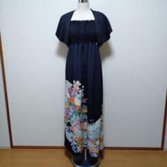 リメイク着物ロングワンピースボレロ付き正絹Ｌ色留袖 着物リメイク ボレロ付きロングワンピース 黒留袖 - メルカリ