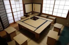 組み立て式 立礼棚（有圓卓）段ボールタイプ 炉/風炉畳2種付属、茶会