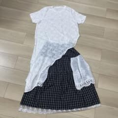 通販サイトRaglana レーストップス チェック柄スカート セットアップのサムネイル
