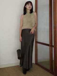 anuans サテンナロースカート CHARCOAL BROWN Sサイズ - メルカリ