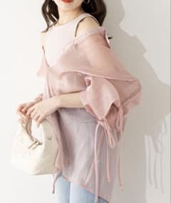 【Chico】 シアーシャツ付アメスリニットタンク ピンクベージュのサムネイル