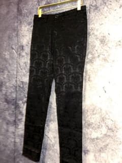 Y2K Black archive punk grunge 総柄　スキニー　V系