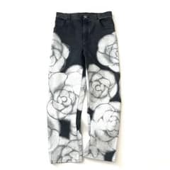 美品】CHANEL/シャネル デニムパンツ カメリアプリント ココボタン