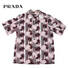 【名作】PRADA 16SS 総柄アロハシャツ幾何学模様 M サイズUCS280