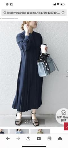 ships 新品⭐︎プリーツワンピース　ネイビーのサムネイル