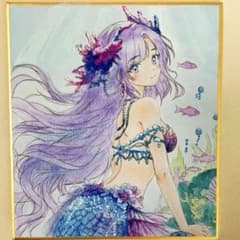 こ*】様 オリジナル手描きイラスト 【水縹の後ろ姿】アナログ　大色紙 か*ぐ様 イラスト アナログ オリジナル 人魚 - メルカリ
