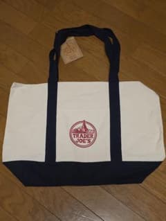 新品 Trader Joe's トレーダージョーズ 大 トートバッグ ネイビーのサムネイル