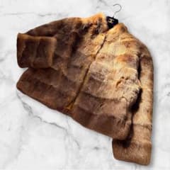 EMBA ファーコート パステルミンク 本毛皮 クロップド丈 リアルファー