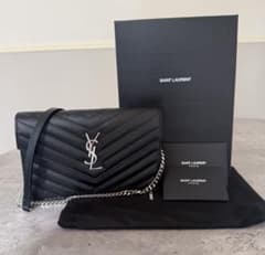 SAINT LAURENT エンベロープ チェーンウォレット シルバーのサムネイル