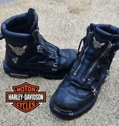Harley-Davidson ブラックレザーブーツのサムネイル