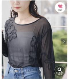 y*e様 カスタネ　kastane フラワーコード刺繍シアーTOPS ブラックのサムネイル