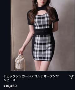 あ*ち様 チェックジャガードデコルテオープンワンピースのサムネイル