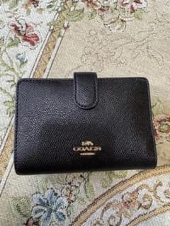 COACH ブラック レザー 二つ折り財布のサムネイル