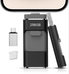 USBメモリ256GB ライトニング 画像転送 ストレージ ブラック 4in1のサムネイル