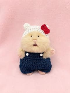 はむにぎり専用 白ねこ帽子＆青サロペットセットのサムネイル