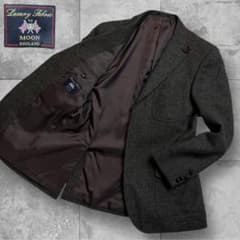 美品 moon生地 ツイード ヘリンボーン ウール テーラードジャケット 48 MOON生地使用】テーラードジャケット ツイード ヘリンボーン Y98