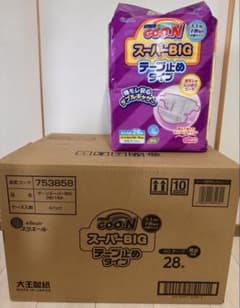 グーン スーパービッグテープ止めタイプ 28枚入4パック オムツ - メルカリ
