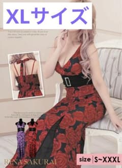 薔薇柄ロングドレス XLのサムネイル