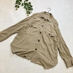 AZUL BY MOUSSY【麻混】長袖レーヨンシャツ　Ｓ　ラウンドヘム