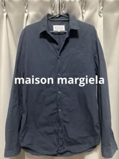 メゾンマルジェラ シャツ スリム ネイビー 39 カレンダータグ 韓国系コーデ メゾンマルジェラ シャツ スリム ネイビー 39 カレンダータグ
