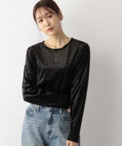 GLOBAL WORK ベロアシャツ 黒のサムネイル