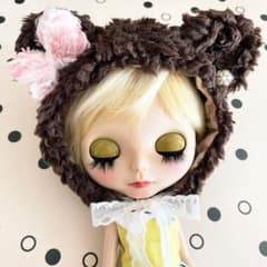 ブライスサイズ♡被り物♡クマミミ帽子のサムネイル