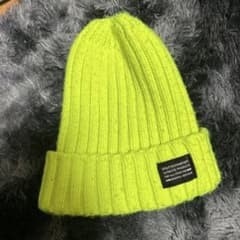 ネオンイエロー リブニット帽 ビーニーのサムネイル