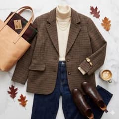 Women's Checkered Jacket, All-over Print, Formal, Single-breasted, Ceremonial Top