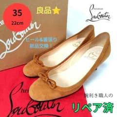 腕利き職人のリペア済良品箱付☆クリスチャンルブタン リボン パンプス
