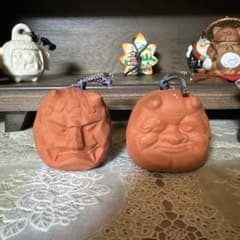 【2000均】土鈴 郷土玩具 鬼 陶器製 2個セットのサムネイル