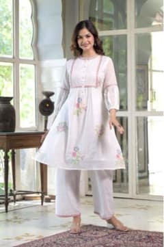 インド民族衣装 クルタセット エスニックワンピース コットン100% 刺繍