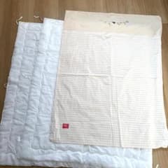 ベビー布団　掛け布団2枚、掛け布団カバー　ストライプ柄刺繍のサムネイル