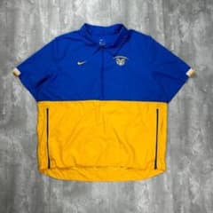 NIKE★ハーフジップ セットアップ ナイロンジャケット ジャージ ナイキ 刺繍ロゴ ハーフジップ 半袖ナイロンジャケット 青黄 2XL 6560