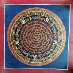 オンマニペメフム マントラ 曼荼羅 チベタン ： タンカ 仏画（額縁なし