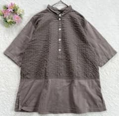 【ヤッコマリカルド】 コットン 異素材 ジャガード カットソー M/L相当 ヤッコマリカルド】 コットン 異素材 ジャガード カットソー M/L相当