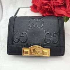 美品】 GUCCI グッチ 2つ折り財布 財布 GG エンボス ジャンボ 金具 
