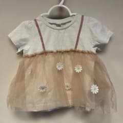 フラワー刺繍付きTシャツ 90