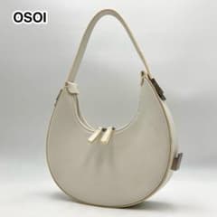 極美品✨ OSOI Toni Mini ワンショルダーバッグ 白系 ロゴ型押し  
