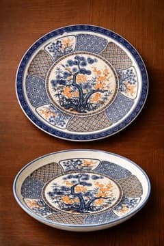 有田 伊万里 色絵 染付 松竹梅 大皿 大鉢 飾り皿2客 - メルカリ