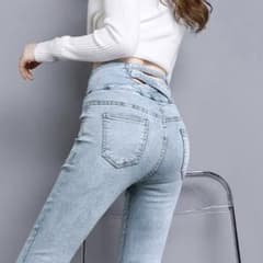 ハイウエストスキニーデニムライトブルーのサムネイル