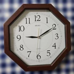 SEIKO 八角形 クォーツ 壁掛け時計 ブラウン - メルカリ
